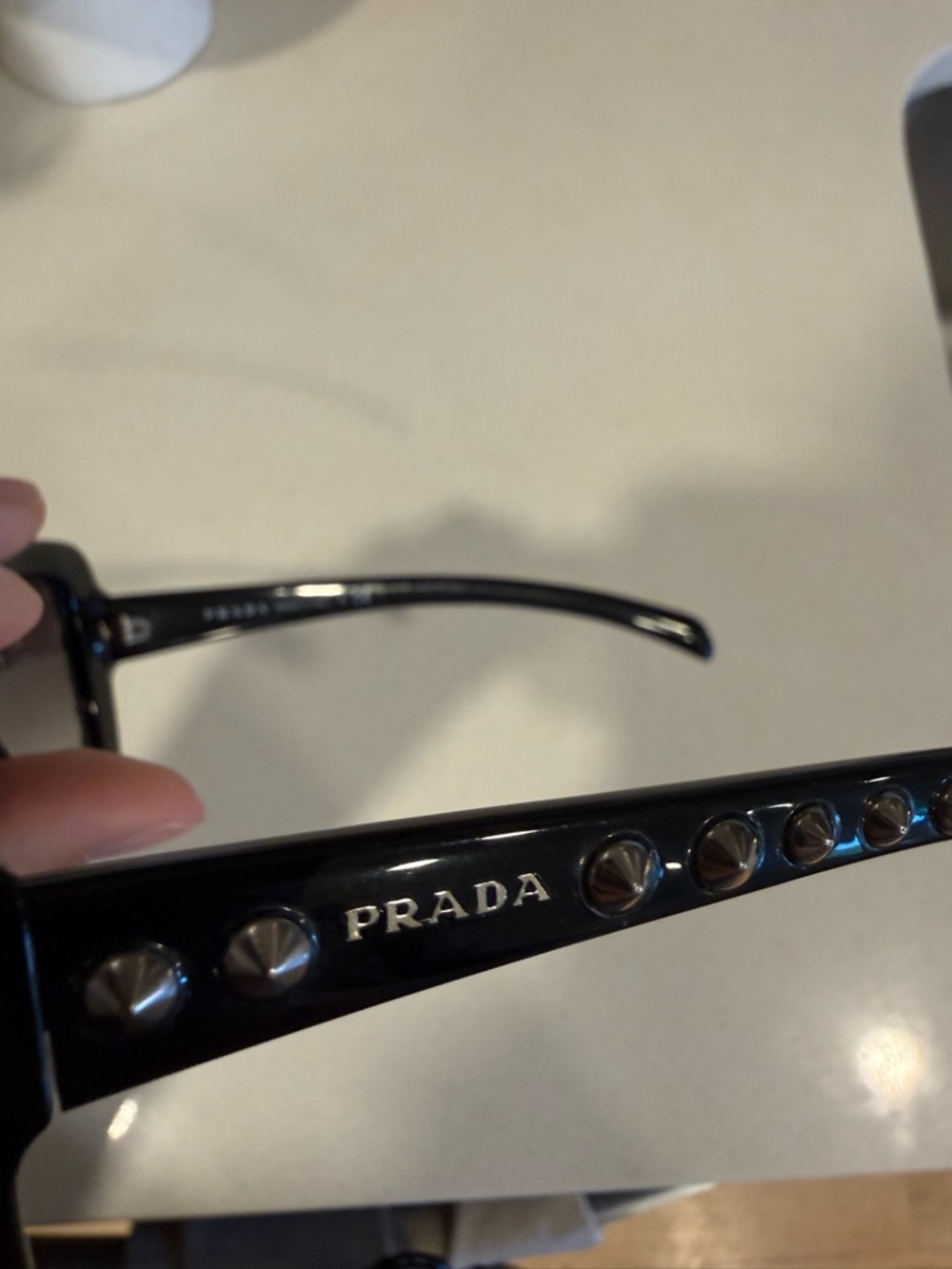 Prada Black Studded Square Sunglasses - Picture 4 of 9